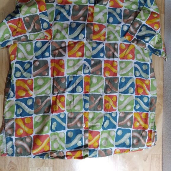 Vintage Esprit Abstract Geometric Tiles Shirt - Picture 2 of 6